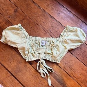 Princess Polly Sage Green Peasant Top - Size 4